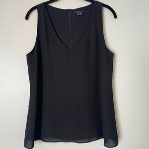 Theory Black Silk Martosh V Neck Top